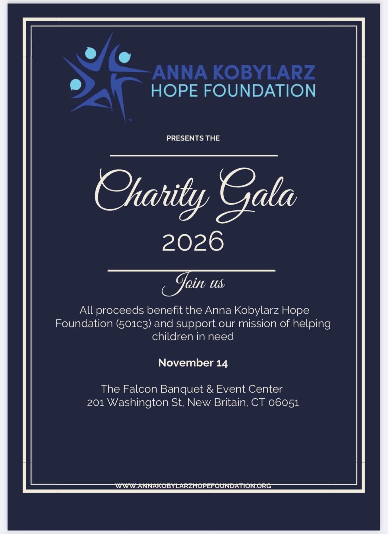 Anna Kobylarz Hope Foundation featured announcement flyer